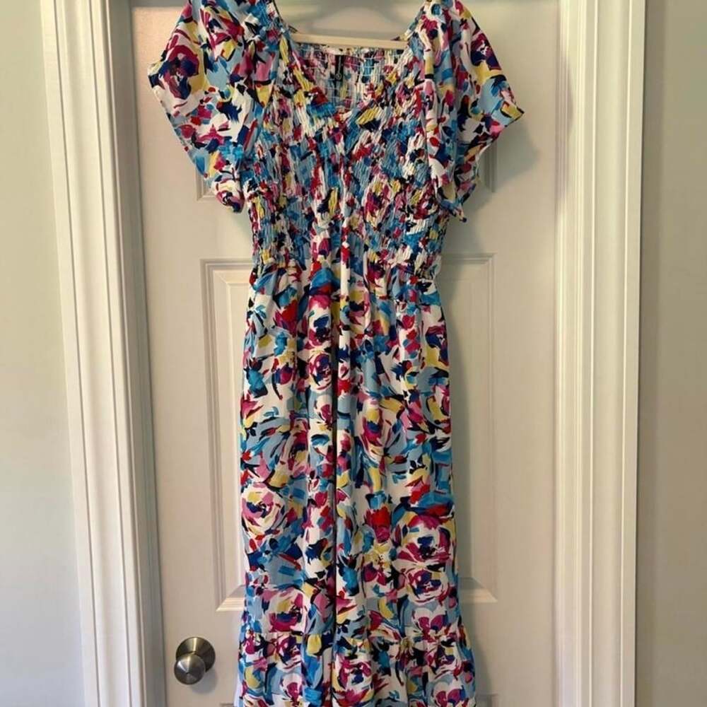 PrettyGarden Abstract Floral Maxi Dress Medium
